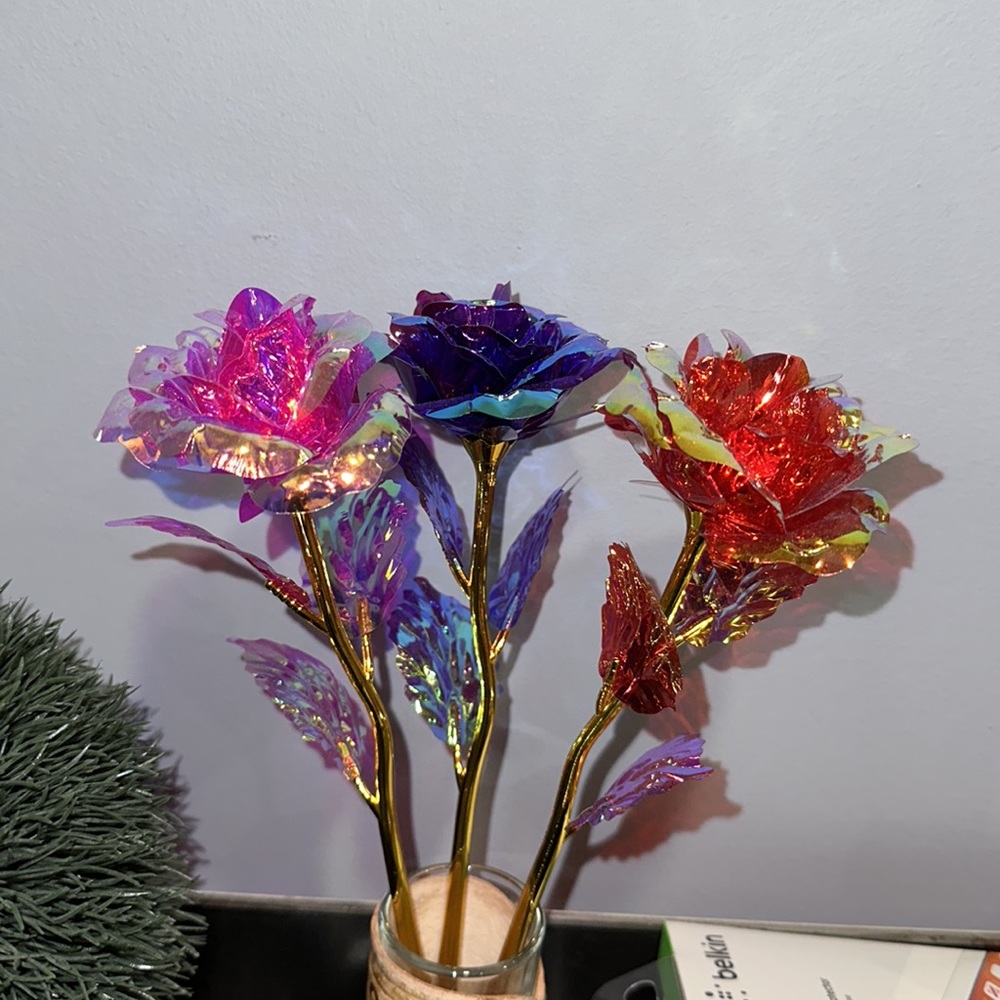 GOLDEN Forever Rose Purple Flower Decoration.